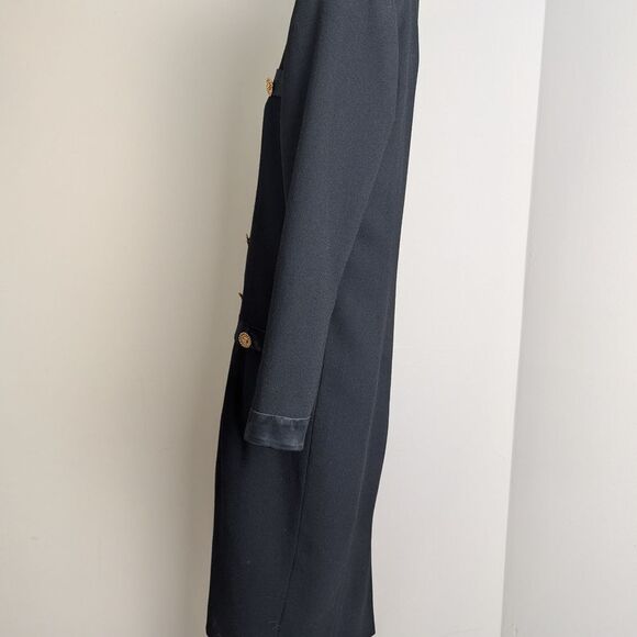 Vintage Irving Samuel Wool Sheath Dress, Gold Buttons, Chanel-Inspired, Size 8 - Picture 5 of 9